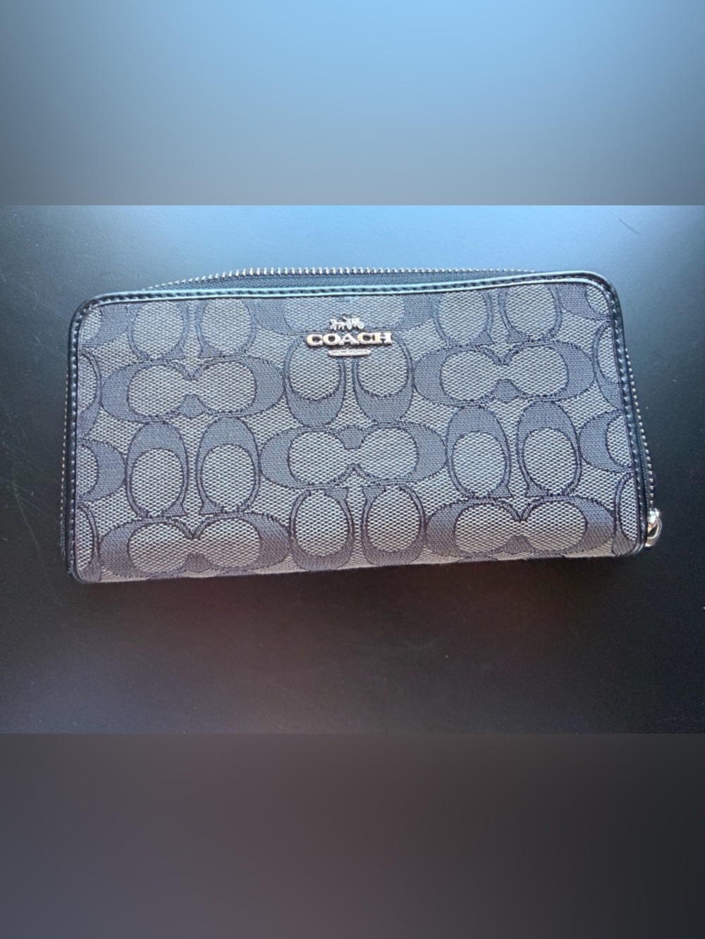 Coach Signature Zip Wallet in Blue